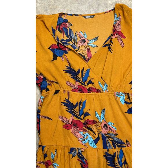 SHEIN Curve Plus Size 4xL Mustard Yellow Floral‎ Summer Dress - Picture 3 of 10
